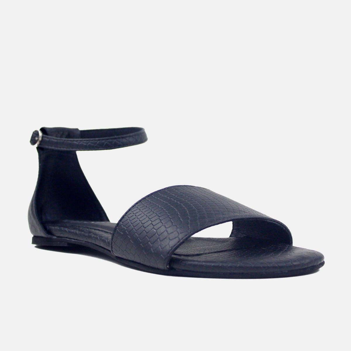 Sandalia plana celeste de sintético para mujer - Negro