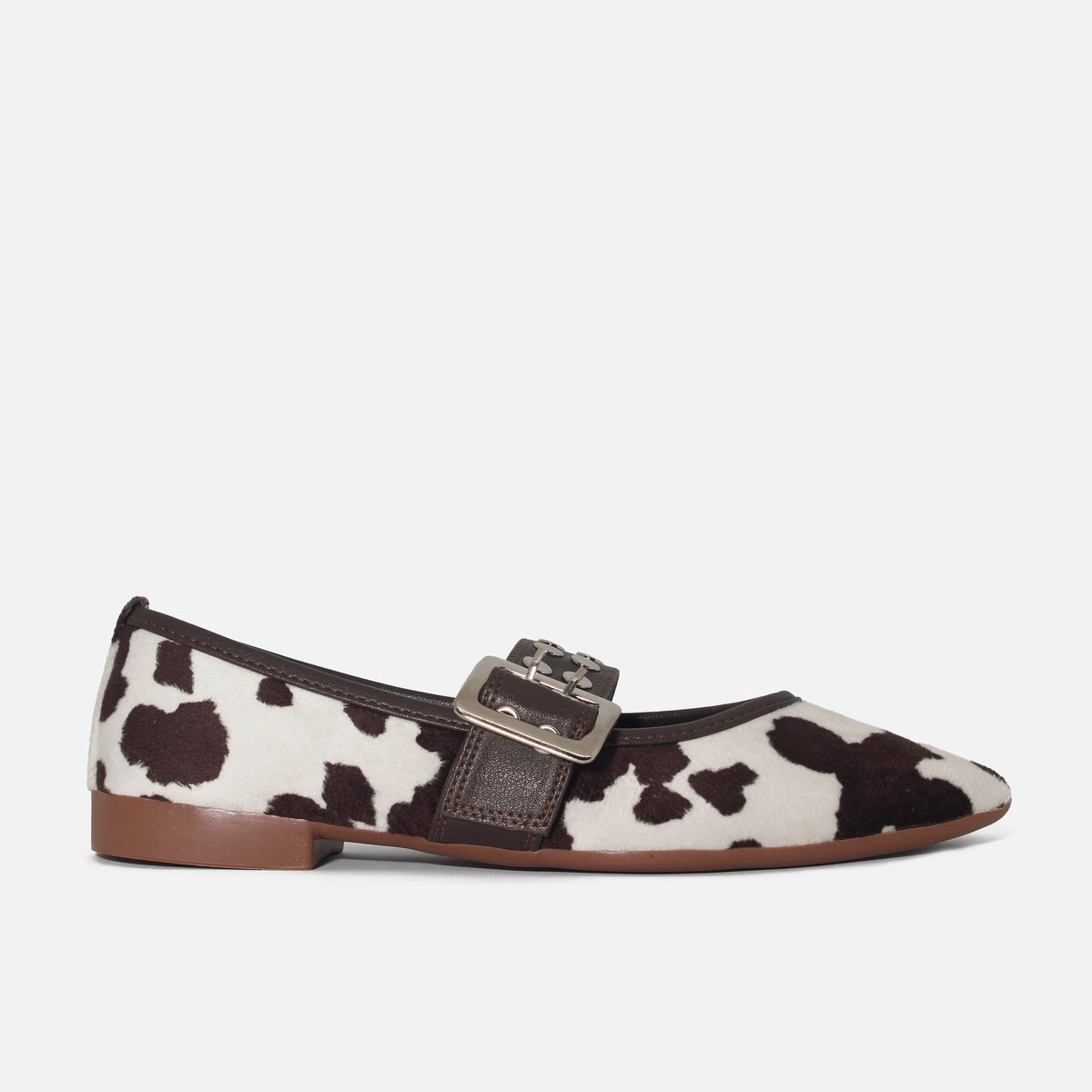 Baleta plana atena de textil para mujer - Café