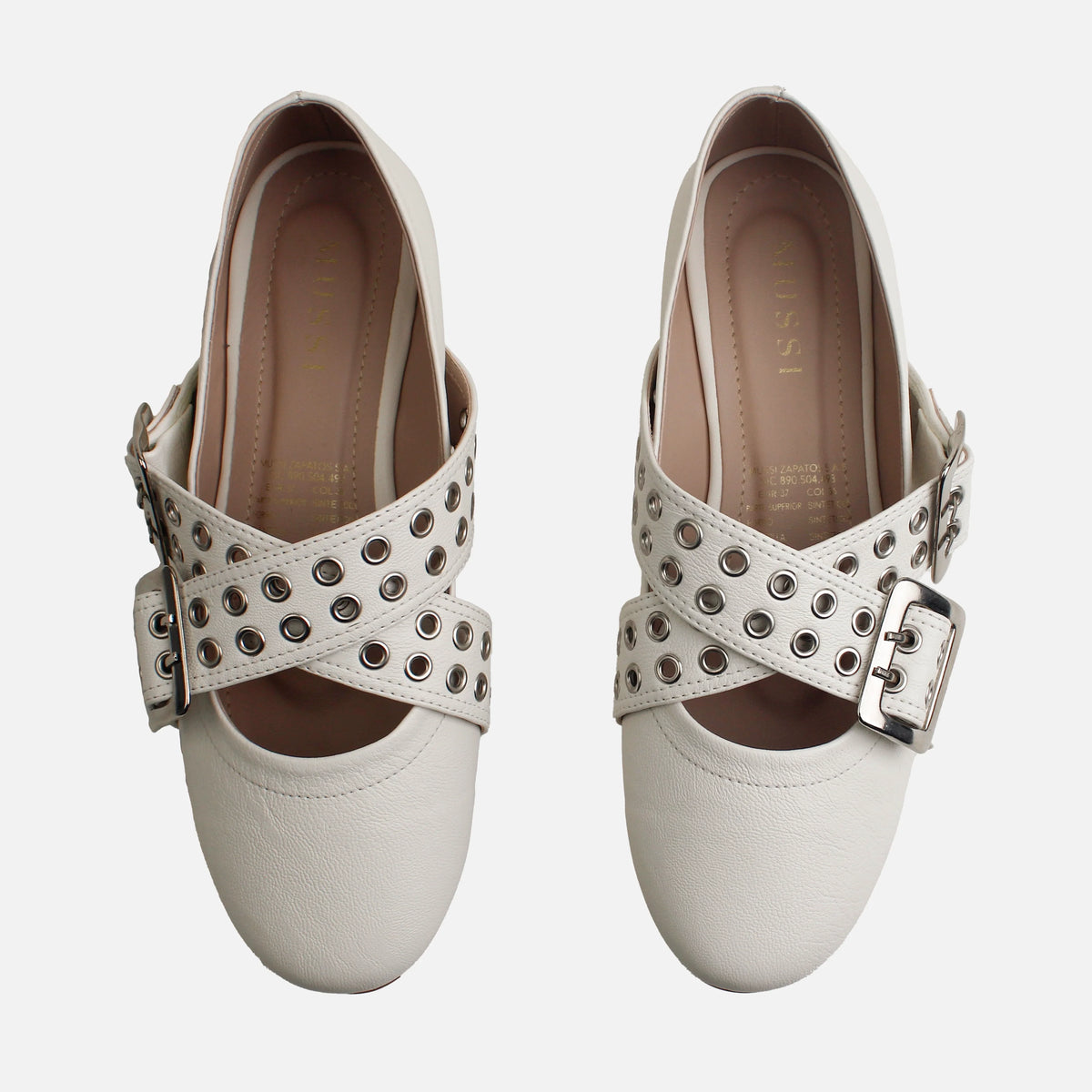 Baleta plana camelia de sintético para mujer - Hueso