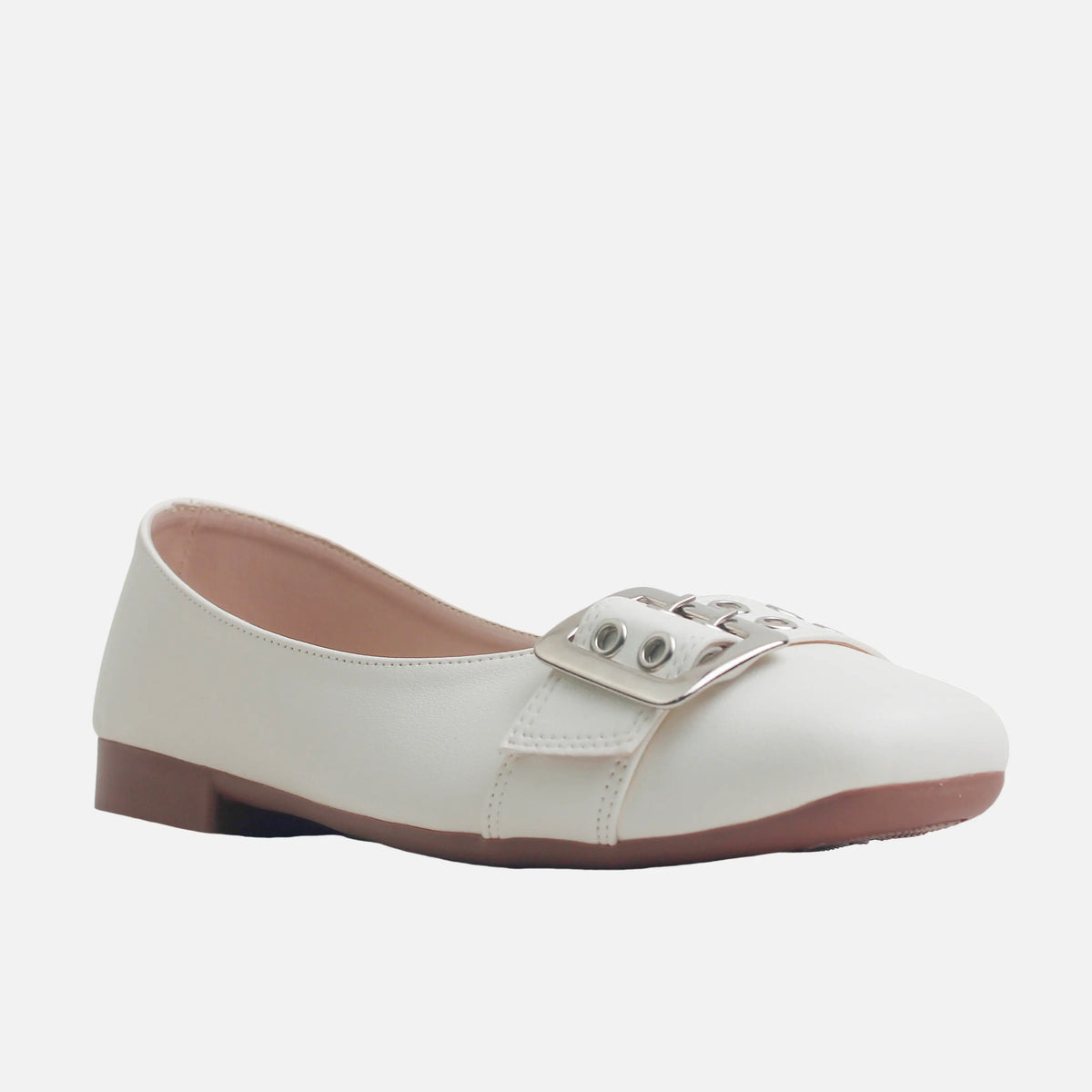 Baleta plana phyllis de sintético para mujer - Hueso