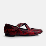 Baleta plana camila de cuero para mujer - Rojo