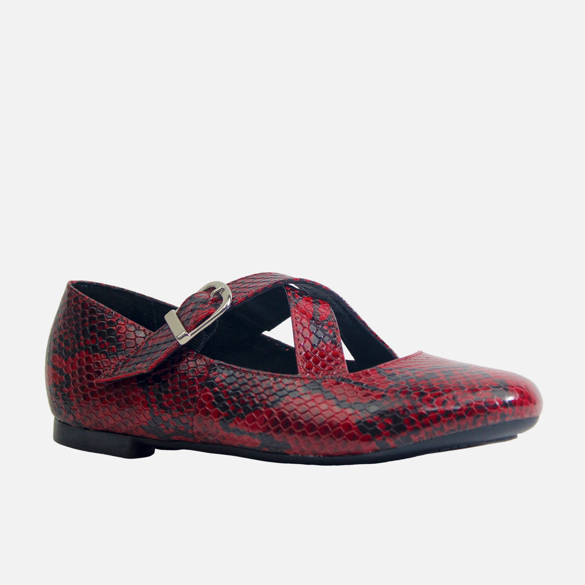 Baleta plana camila de cuero para mujer - Rojo