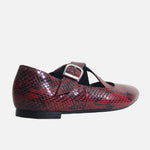 Baleta plana camila de cuero para mujer - Rojo