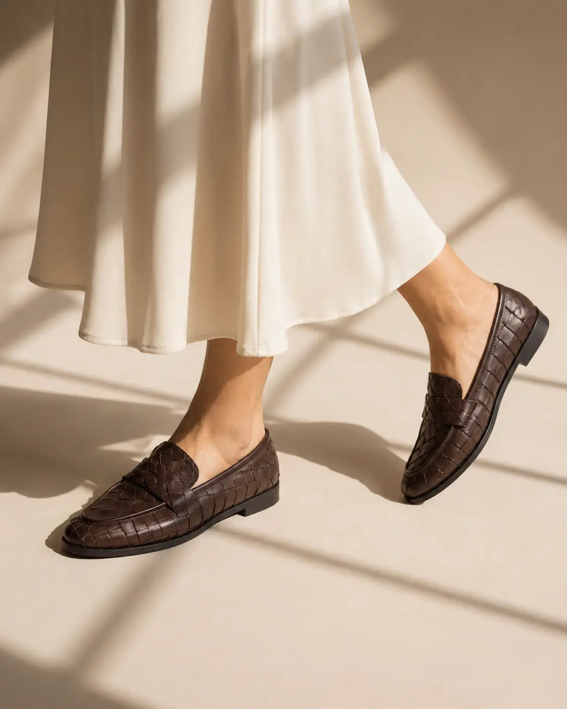 Mocasin plano tulipa de sintético para mujer - Café