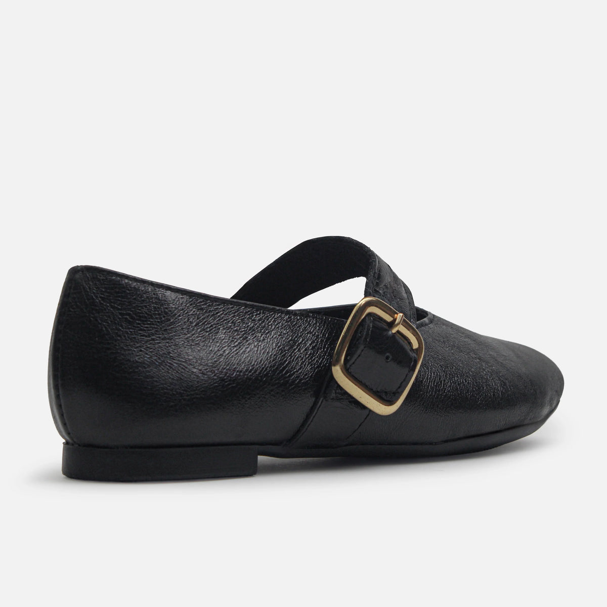 Baleta plana elara de cuero para mujer - Negro