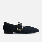 Baleta plana jacinta de cuero para mujer - Negro