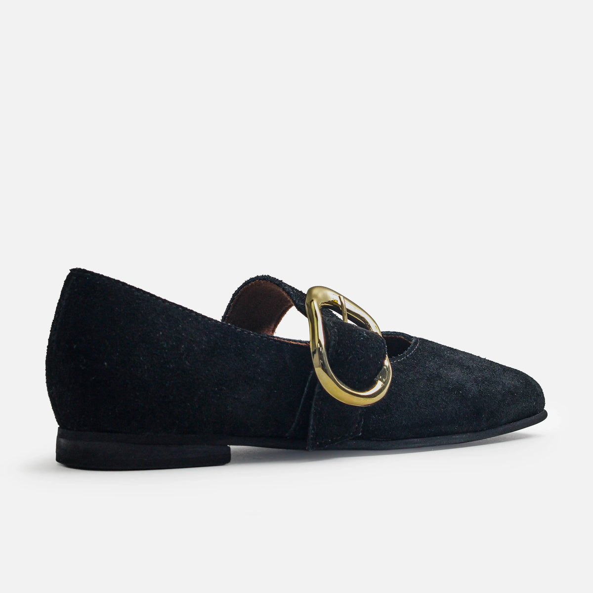Baleta plana jacinta de cuero para mujer - Negro