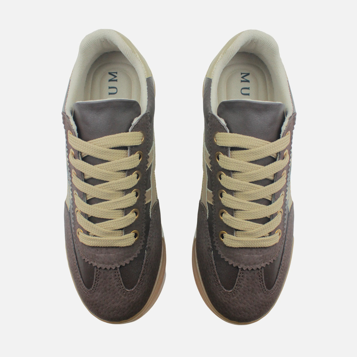 Tenis darsy de cuero para mujer - Café