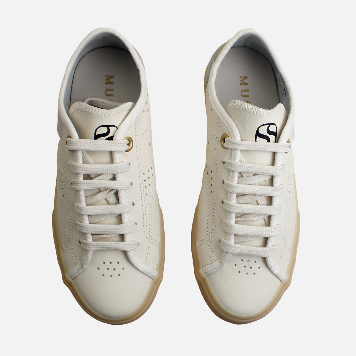 Tenis abigail de cuero para mujer - Hueso