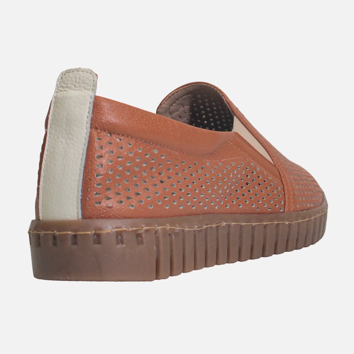 Tenis oria de cuero para mujer - Miel