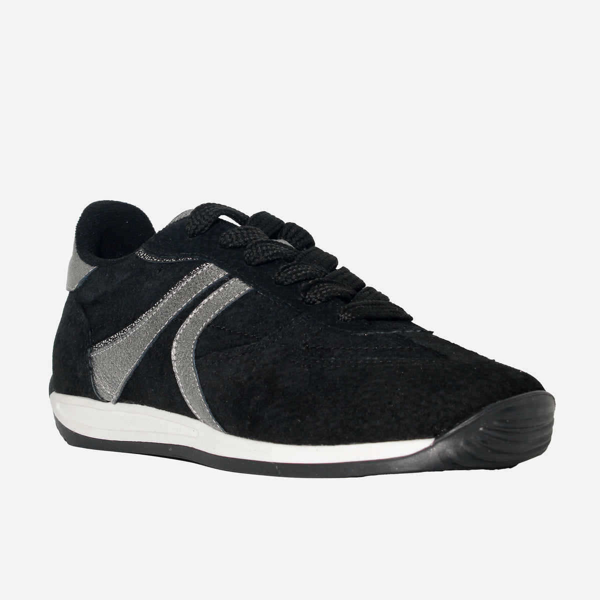 Tenis cloe de cuero para mujer - Negro