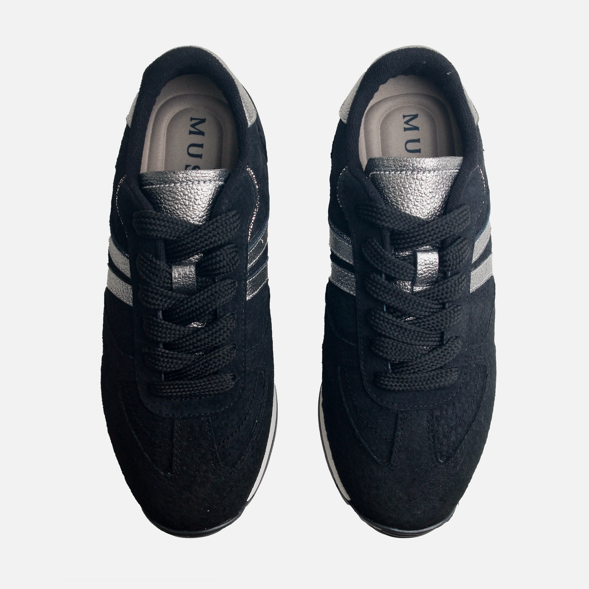Tenis cloe de cuero para mujer - Negro