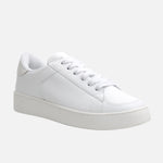 Tenis parel de cuero para mujer - Blanco