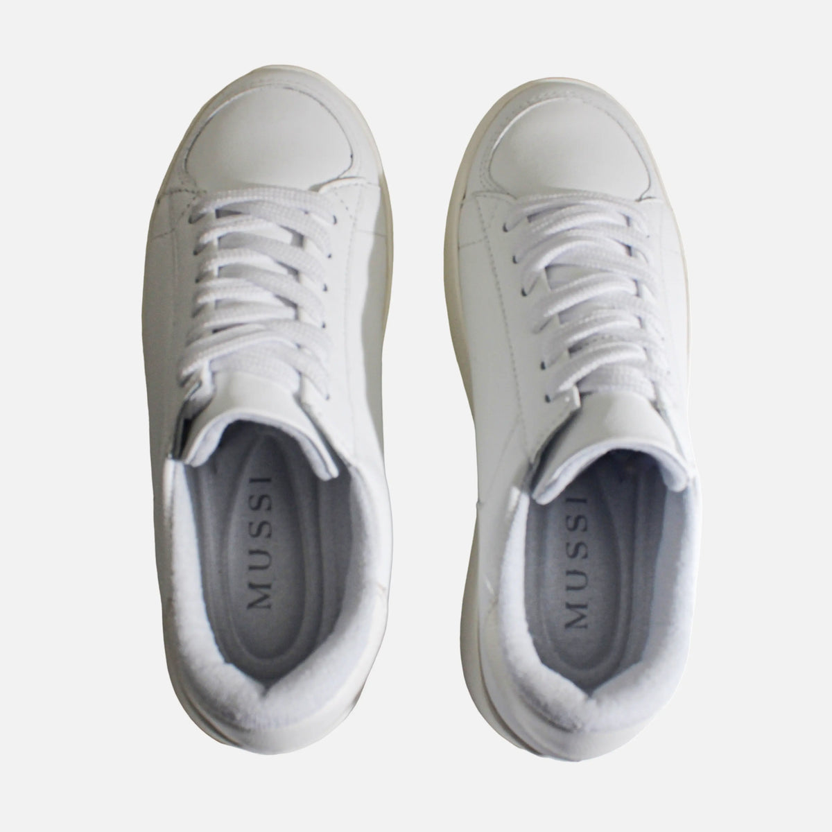 Tenis parel de cuero para mujer - Blanco
