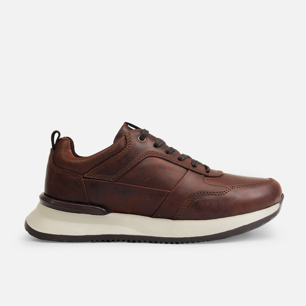 Tenis renzo de cuero para hombre - Café