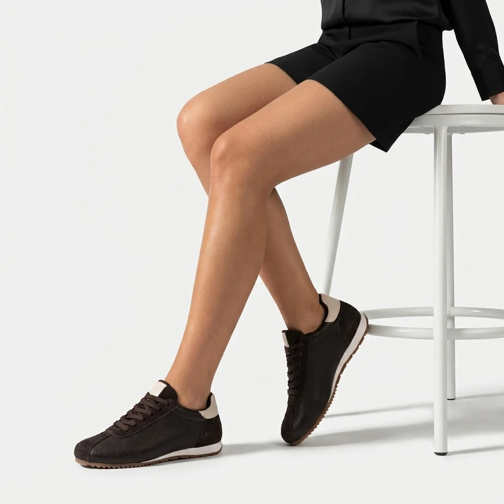 Tenis isolda de cuero para mujer - Café