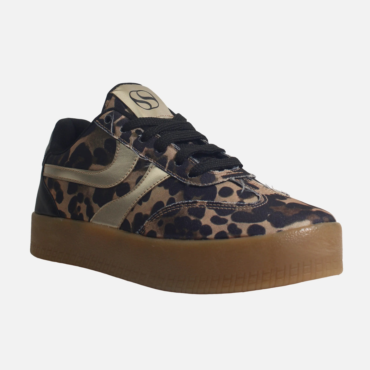 Tenis con plataforma arlet de cuero para mujer - Cafe