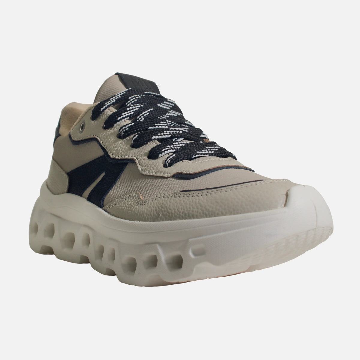 Tenis con plataforma huyana de cuero para mujer - Gris