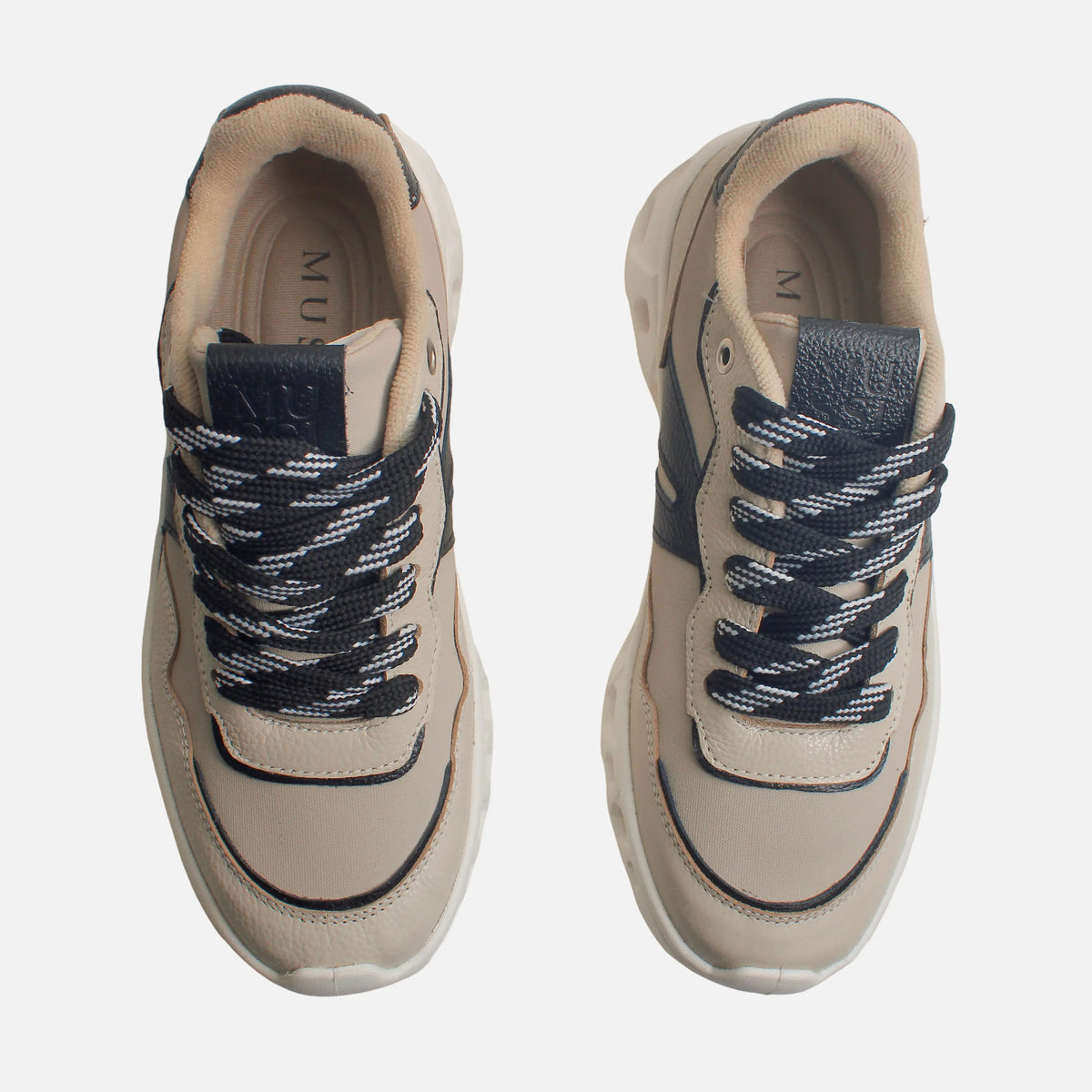 Tenis con plataforma huyana de cuero para mujer - Gris