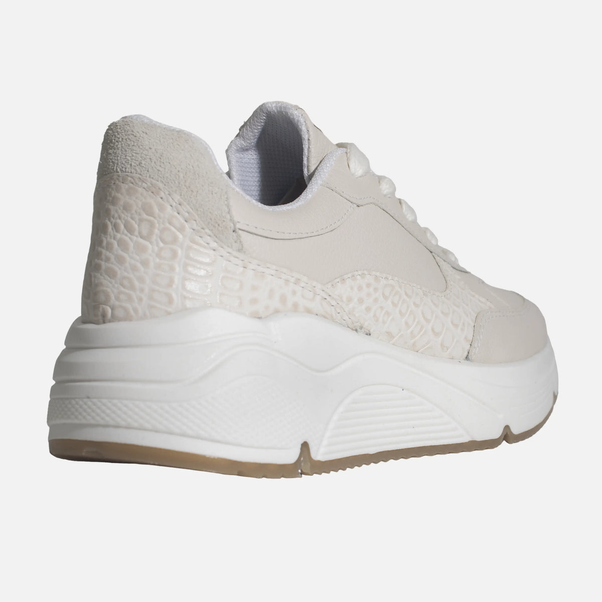 Tenis con plataforma isara de cuero para mujer - Hueso