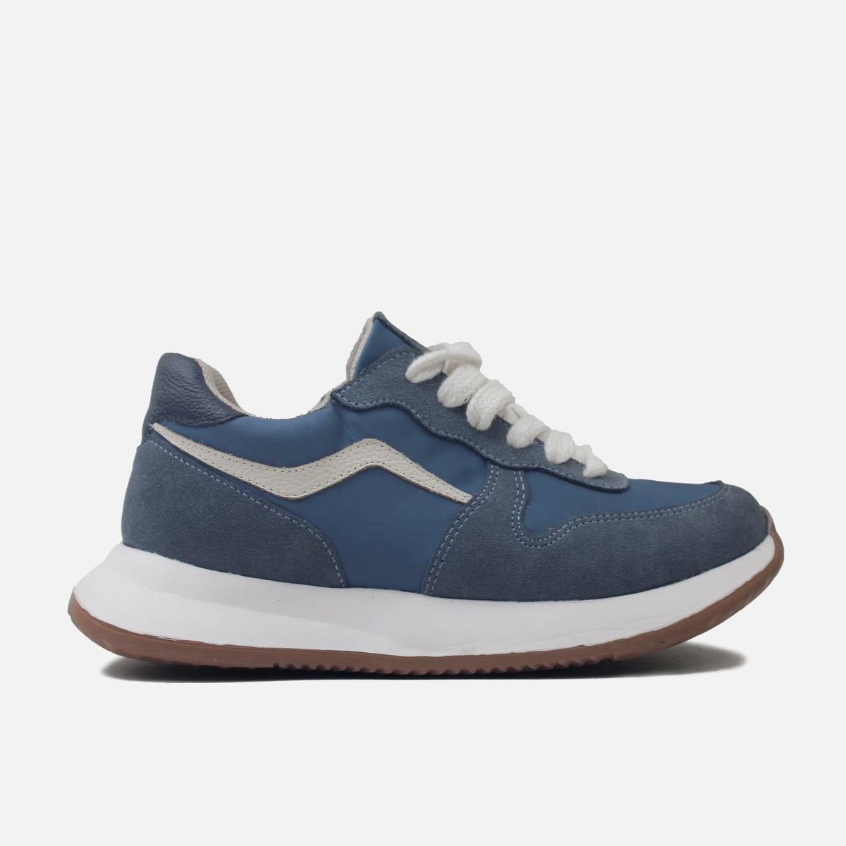 Tenis con plataforma ibi de cuero para mujer - Azul