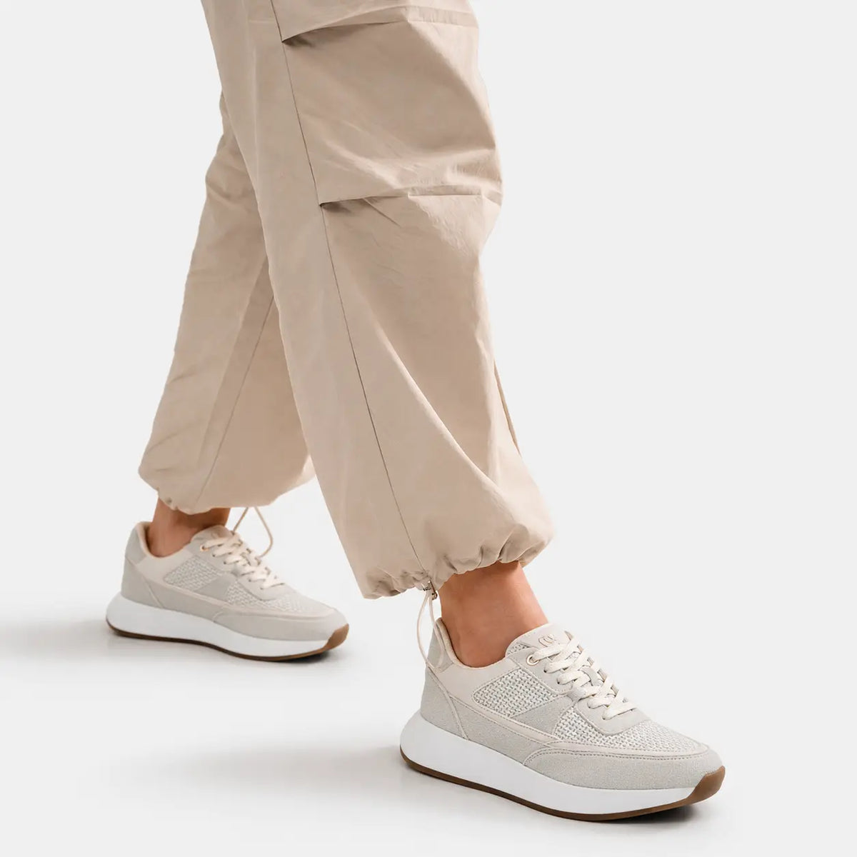 Tenis con plataforma fresia de sintético para mujer - Beige