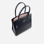 Cartera grere de cuero para mujer - Negro