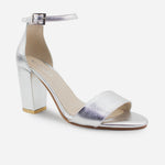 Sandalia tacon kaoru de cuero para mujer - Plata