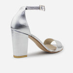 Sandalia tacon kaoru de cuero para mujer - Plata