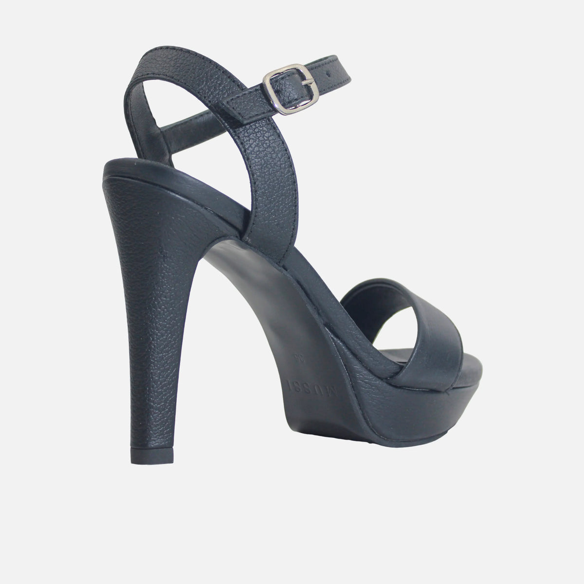 Sandalia tacon plataforma fadove de cuero para mujer - Negro