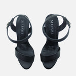 Sandalia tacon plataforma fadove de cuero para mujer - Negro