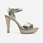 Sandalia tacon plataforma fadove de cuero para mujer - Bronce