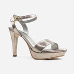 Sandalia tacon plataforma fadove de cuero para mujer - Bronce