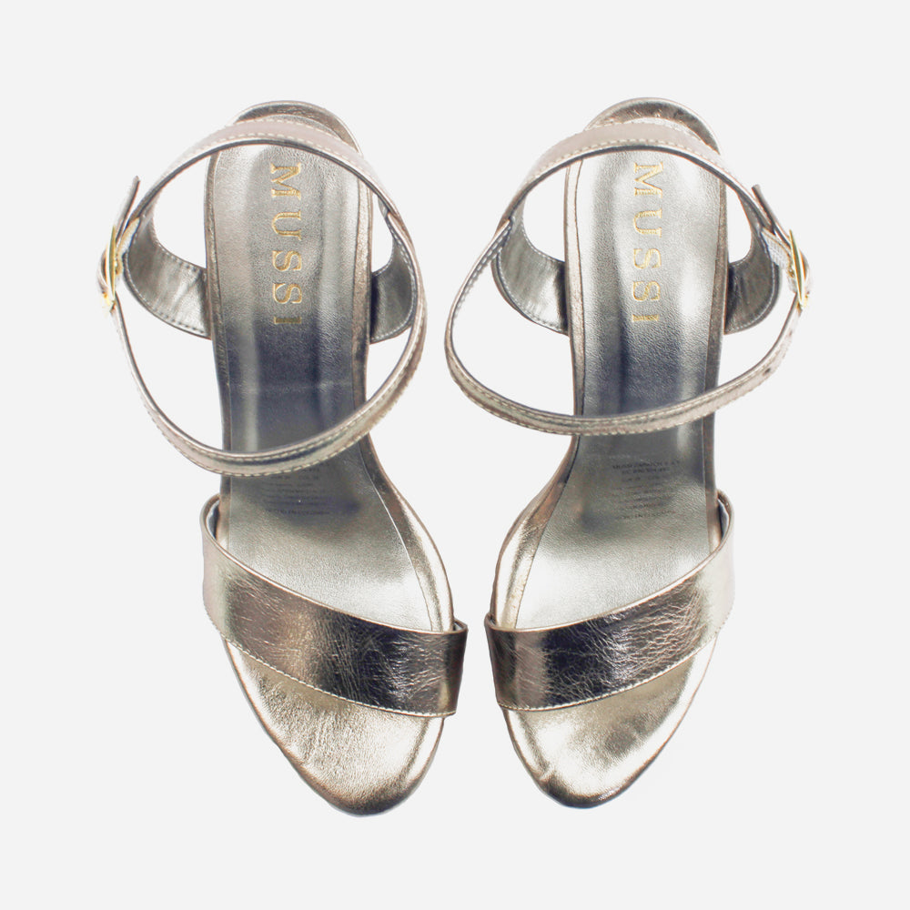 Sandalia tacon plataforma fadove de cuero para mujer - Bronce