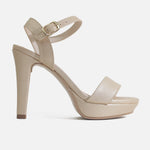 Sandalia tacon plataforma fadove de cuero para mujer - Oro