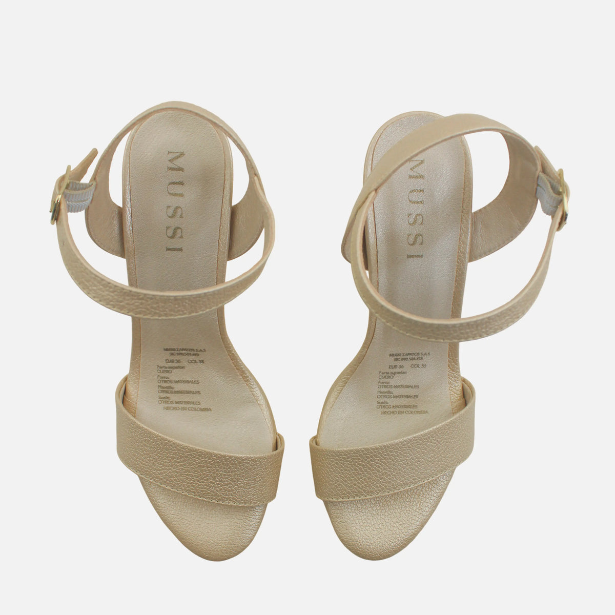 Sandalia tacon plataforma fadove de cuero para mujer - Oro