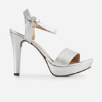 Sandalia tacon plataforma fadove de cuero para mujer - Plata