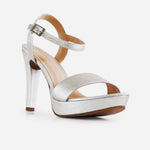 Sandalia tacon plataforma fadove de cuero para mujer - Plata