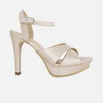 Sandalia tacon plataforma shaqen de cuero para mujer - Cobre