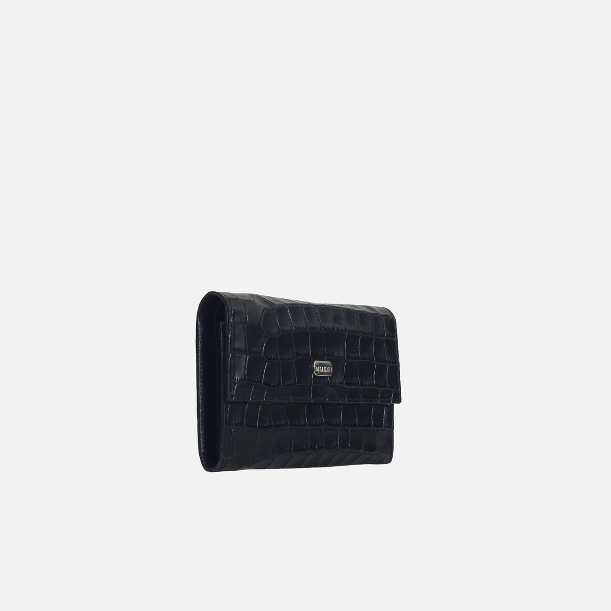 Billetera aqua de cuero para mujer - Negro