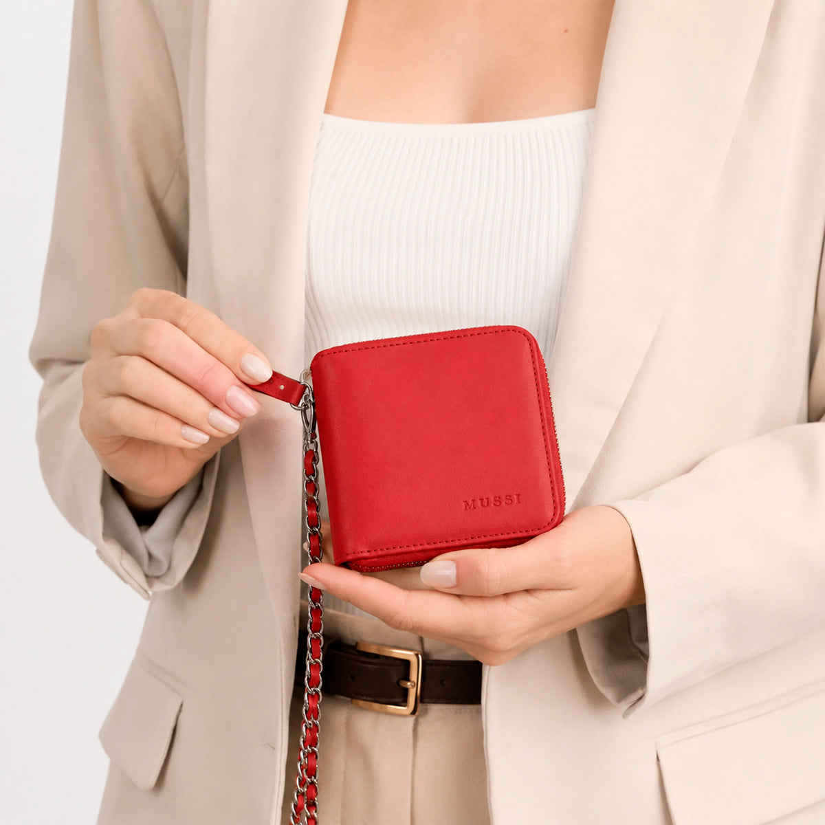 Billetera margherita de cuero para mujer - Rojo