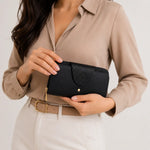 Billetera matilde de cuero para mujer - Negro