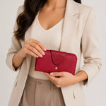 Billetera matilde de cuero para mujer - Rojo