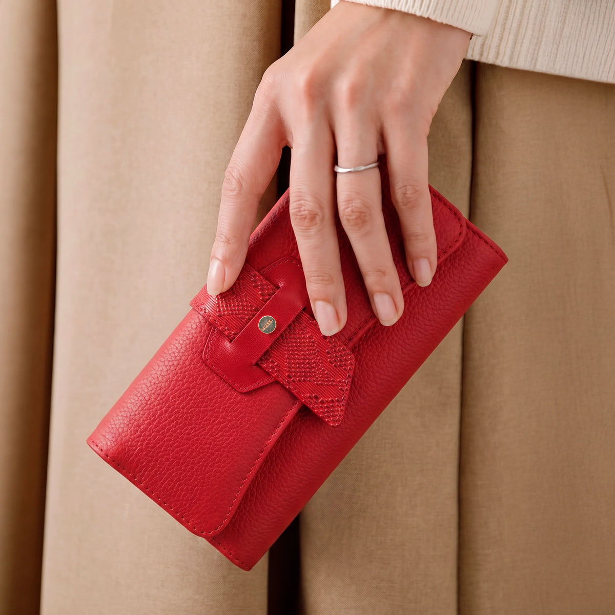 Billetera ilen de cuero para mujer - Rojo