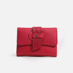 Billetera jara de cuero para mujer - Rojo