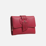 Billetera jara de cuero para mujer - Rojo