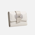 Billetera jara de cuero para mujer - Hueso