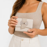 Billetera jara de cuero para mujer - Hueso