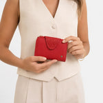 Billetera kamil de cuero para mujer - Rojo
