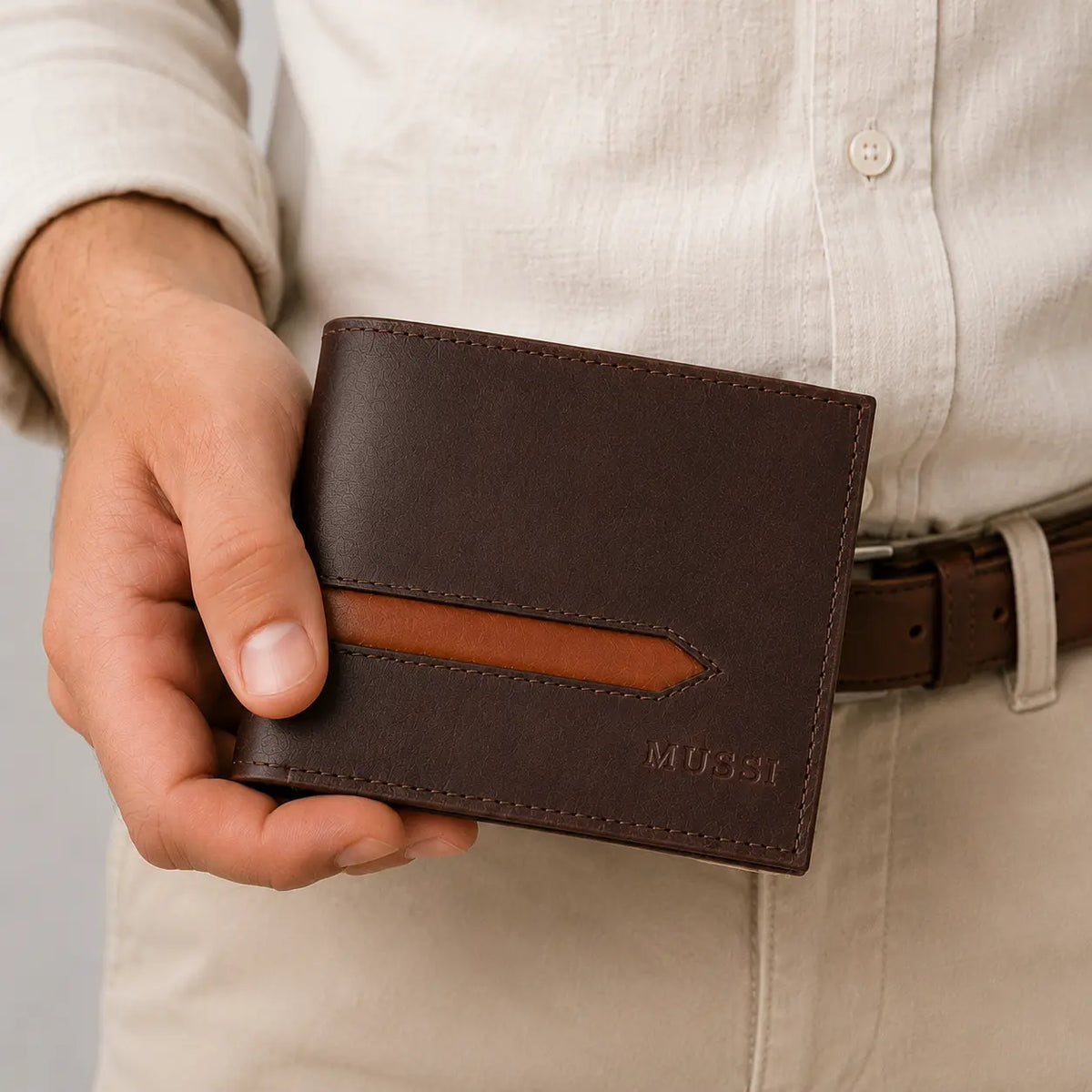 Billetera rocco de cuero para hombre - Café